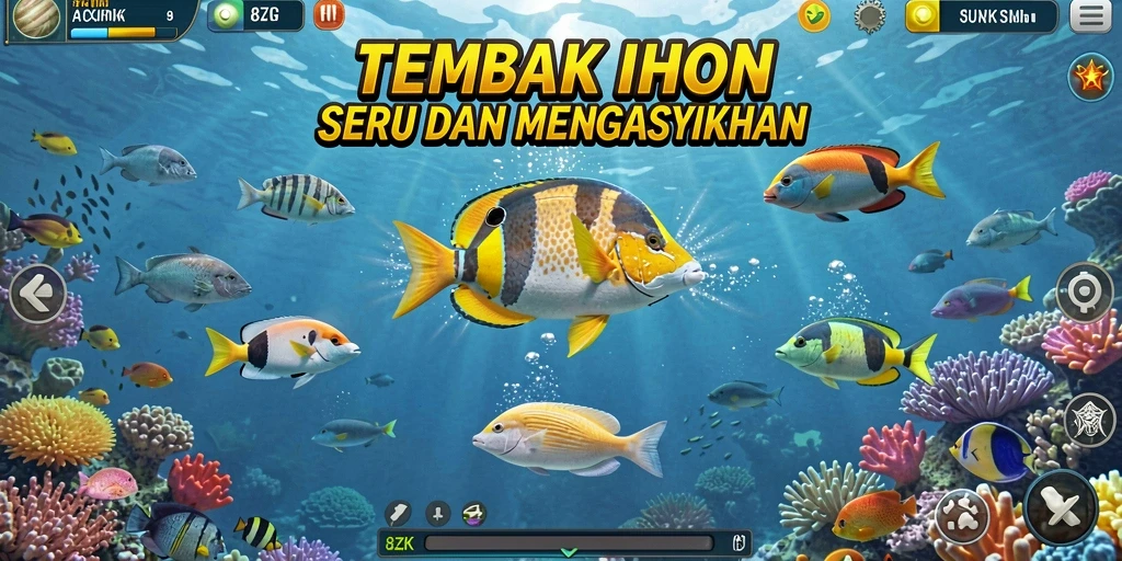 Gameplay seru dengan menangkap berbagai ikan di 8ZK.
