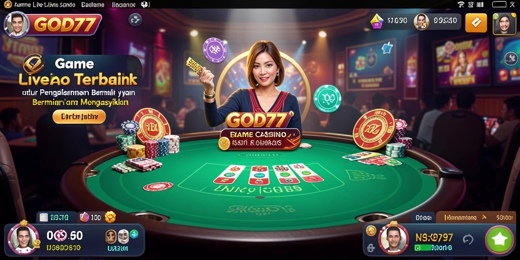 Tampilan gameplay Live Casino yang seru dan interaktif di GOD77.
