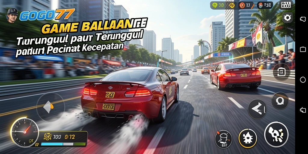 Tampilan gameplay GOGO77 dengan adrenalin balapan yang seru.