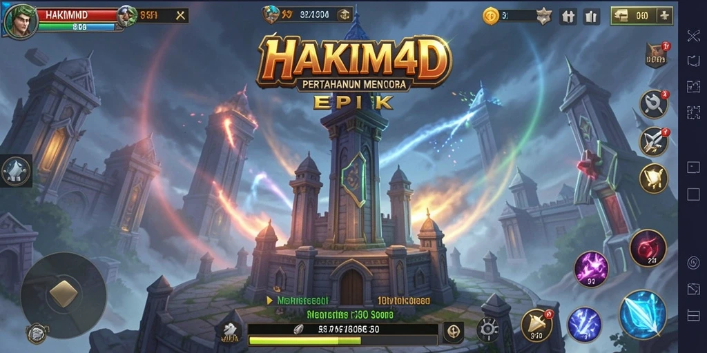 Gameplay HAKIM4D menampilkan pertempuran seru dalam Tower Defense.