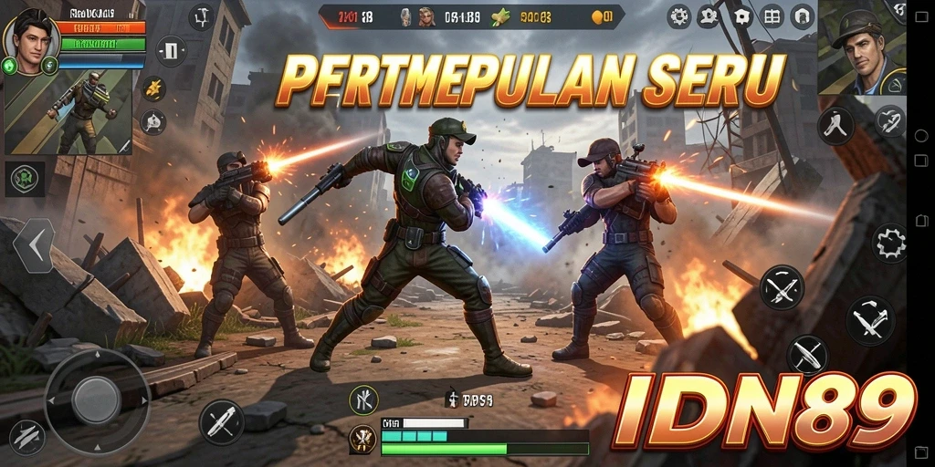 Tampilkan gameplay menegangkan dalam IDN89 saat berperang dengan lawan.
