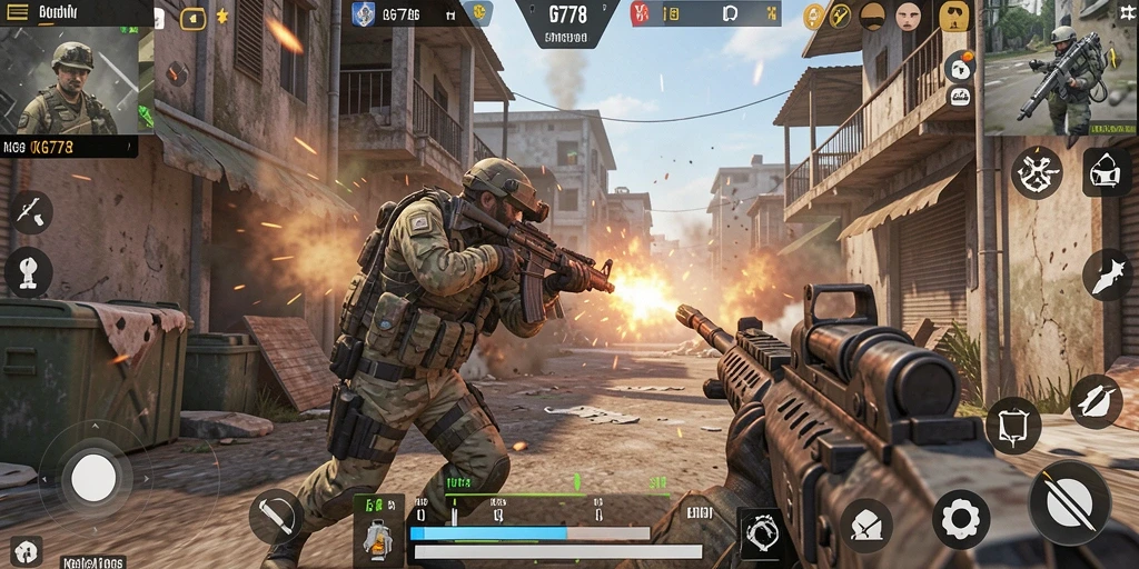 Tampilan gameplay seru dalam KG778 dengan aksi tembak-menembak intens.