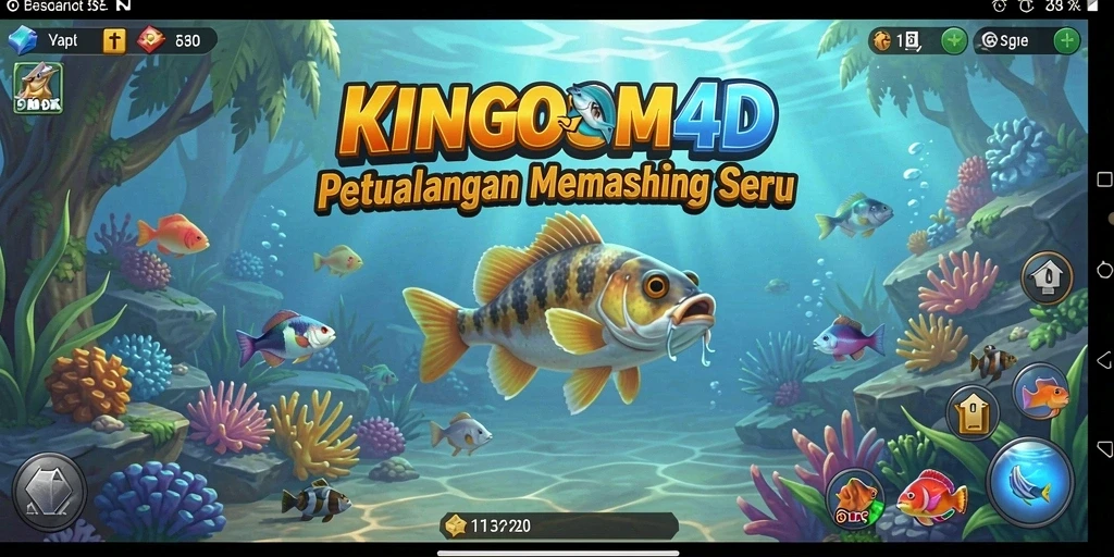 Screenshot gameplay KINGDOM4D menampilkan aksi memancing yang seru.