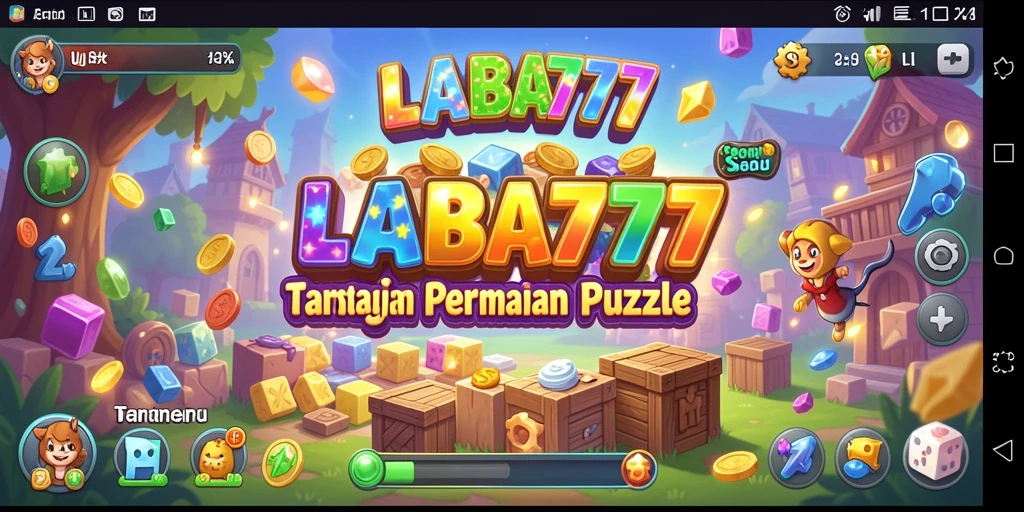 Screenshot utama LABA777 menampilkan gameplay puzzle seru dan penuh warna.