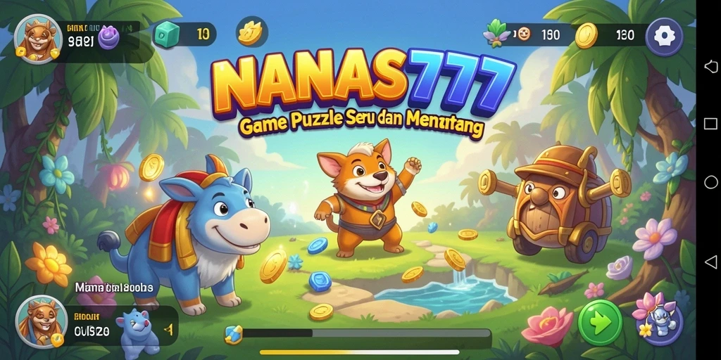 Screenshot menunjukkan gameplay NANAS777 yang menarik dan penuh warna.