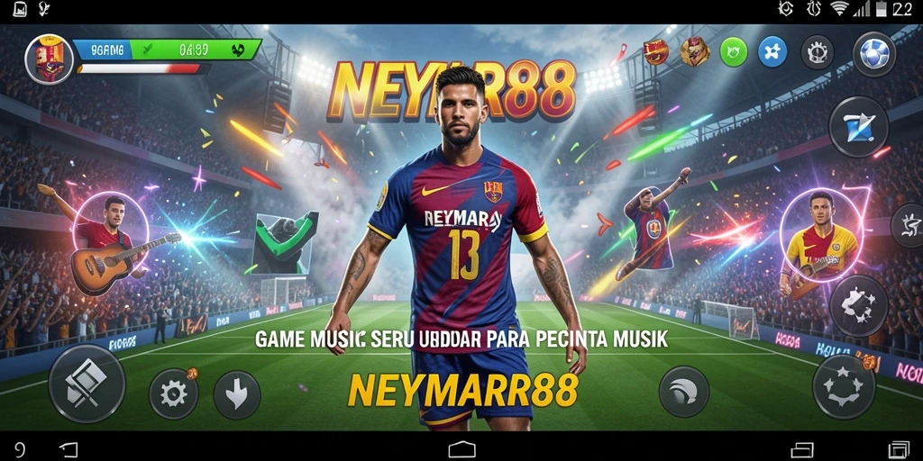 Screenshot dari gameplay NEYMAR88 menunjukkan keseruan bermain musik.