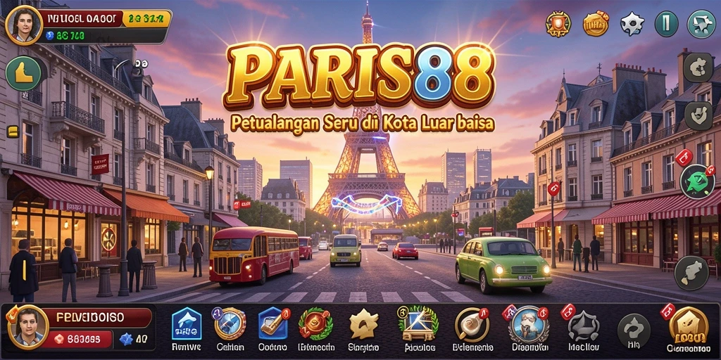 Screenshot gameplay PARIS88 menunjukkan aksi seru di kota Paris.