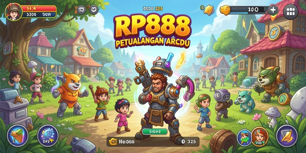Tangkapan layar menunjukkan karakter melompat melewati rintangan dalam game Arcade.