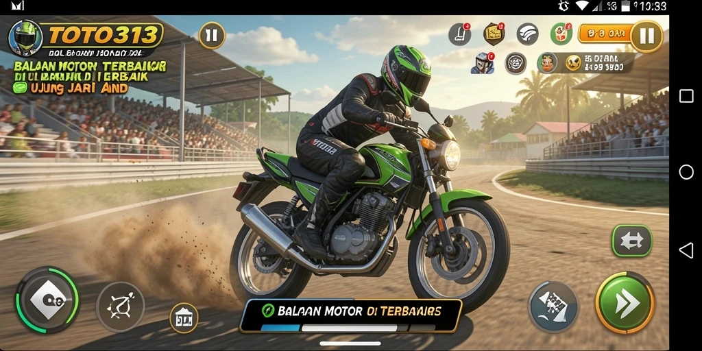 Screenshot TOTO313 menampilkan aksi balapan motor yang mendebarkan.
