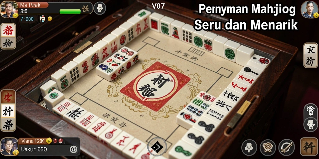 Tampilan gameplay V07 yang penuh warna dan menarik dalam permainan Mahjong.