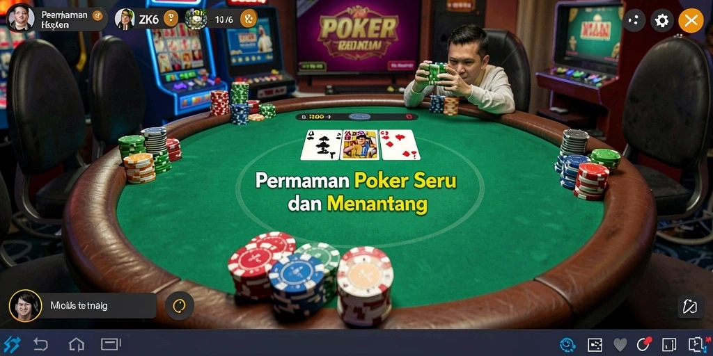 Tampilan gameplay seru dari aplikasi poker ZK6.